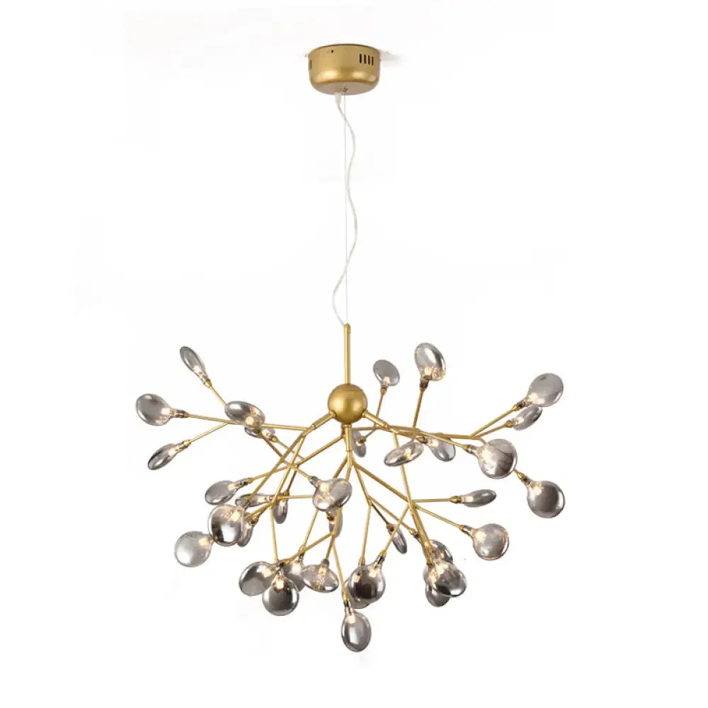 Post-Modern Glass Chandelier Light for Dining Room with LED Ceiling Lighting - Branched Firefly Design