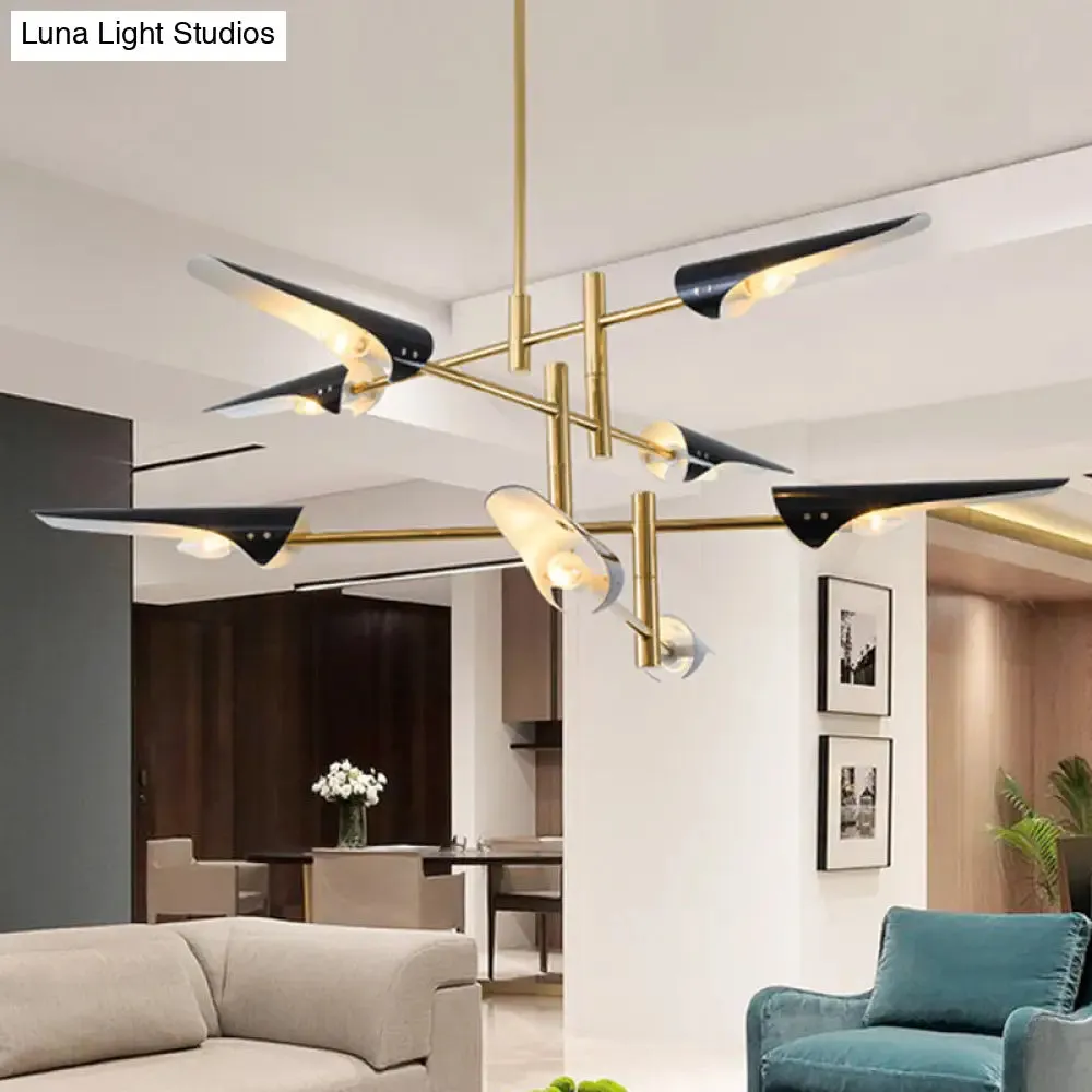 Post-Modern Metallic Burst Chandelier Light for Living Room