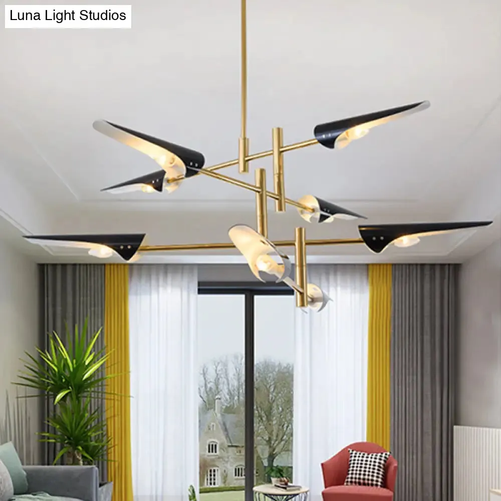 Post-Modern Metallic Burst Chandelier Light for Living Room