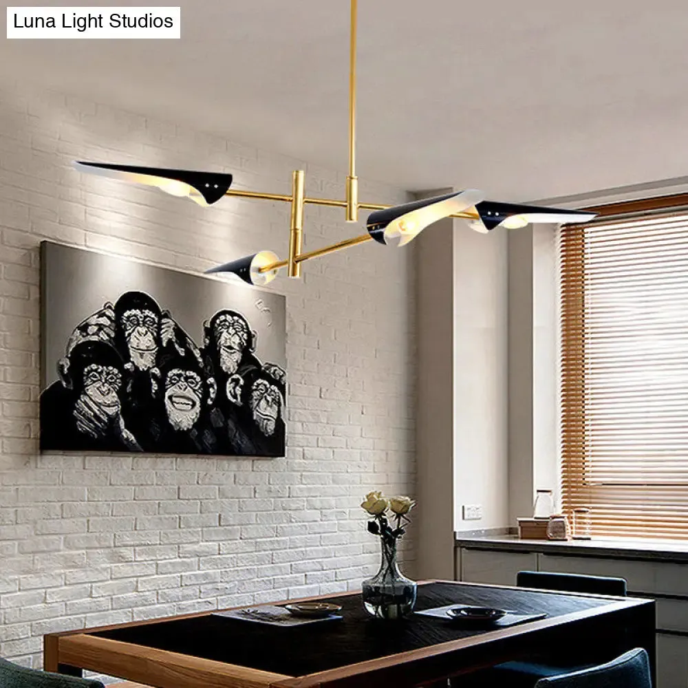 Post-Modern Metallic Burst Chandelier Light for Living Room