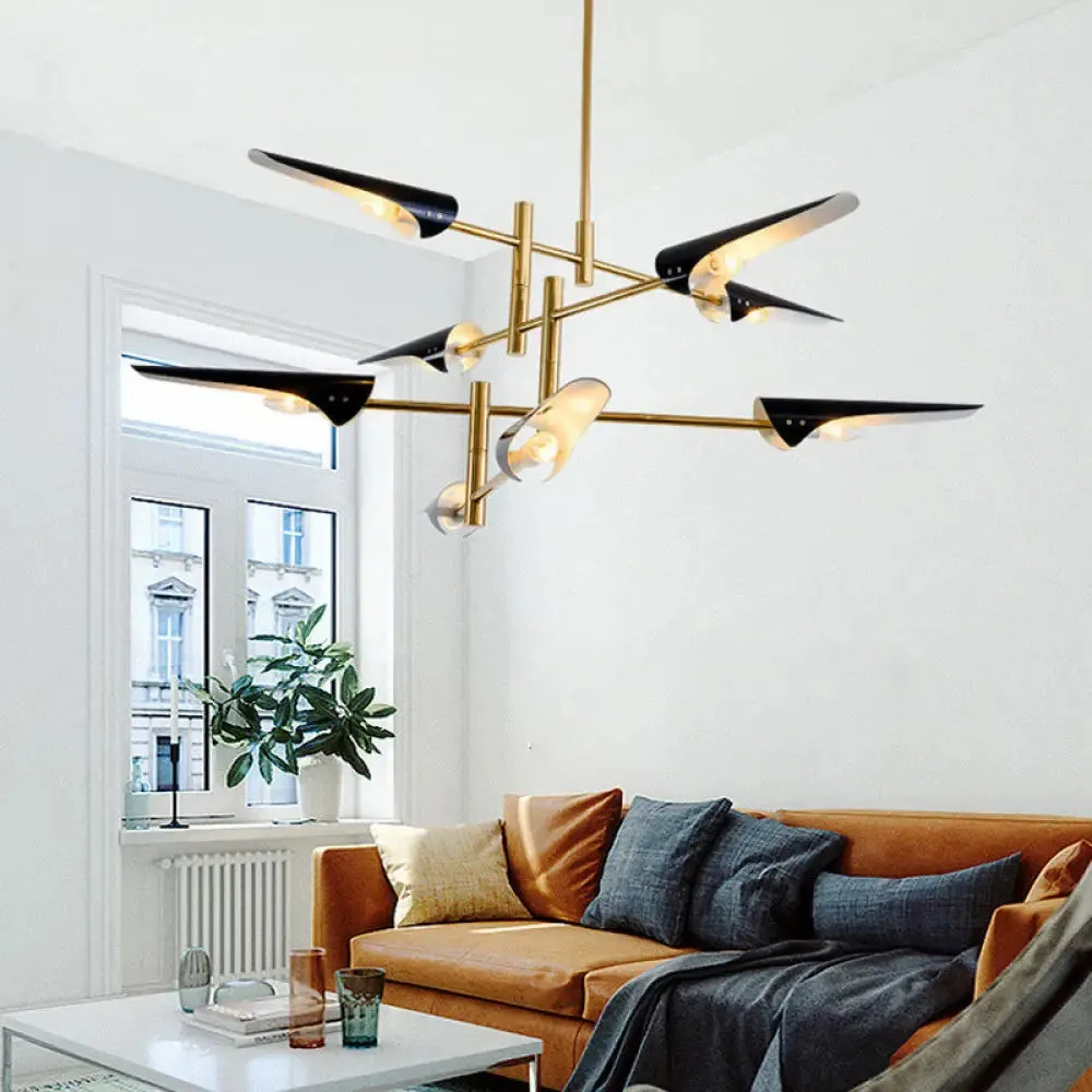 Post-Modern Metallic Burst Chandelier Light for Living Room