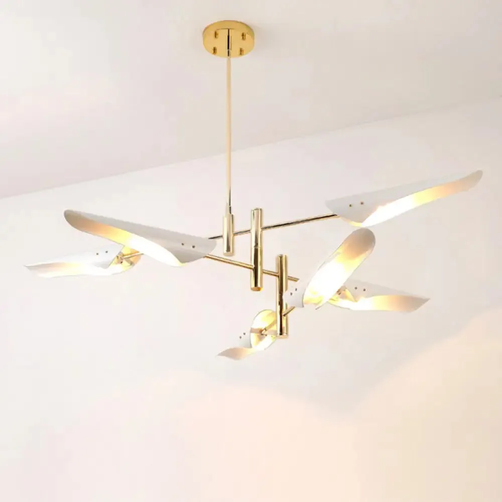 Post-Modern Metallic Burst Chandelier Light for Living Room