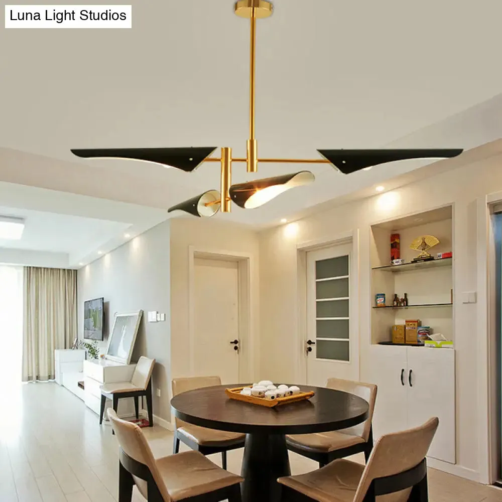 Post-Modern Metallic Burst Chandelier Light for Living Room