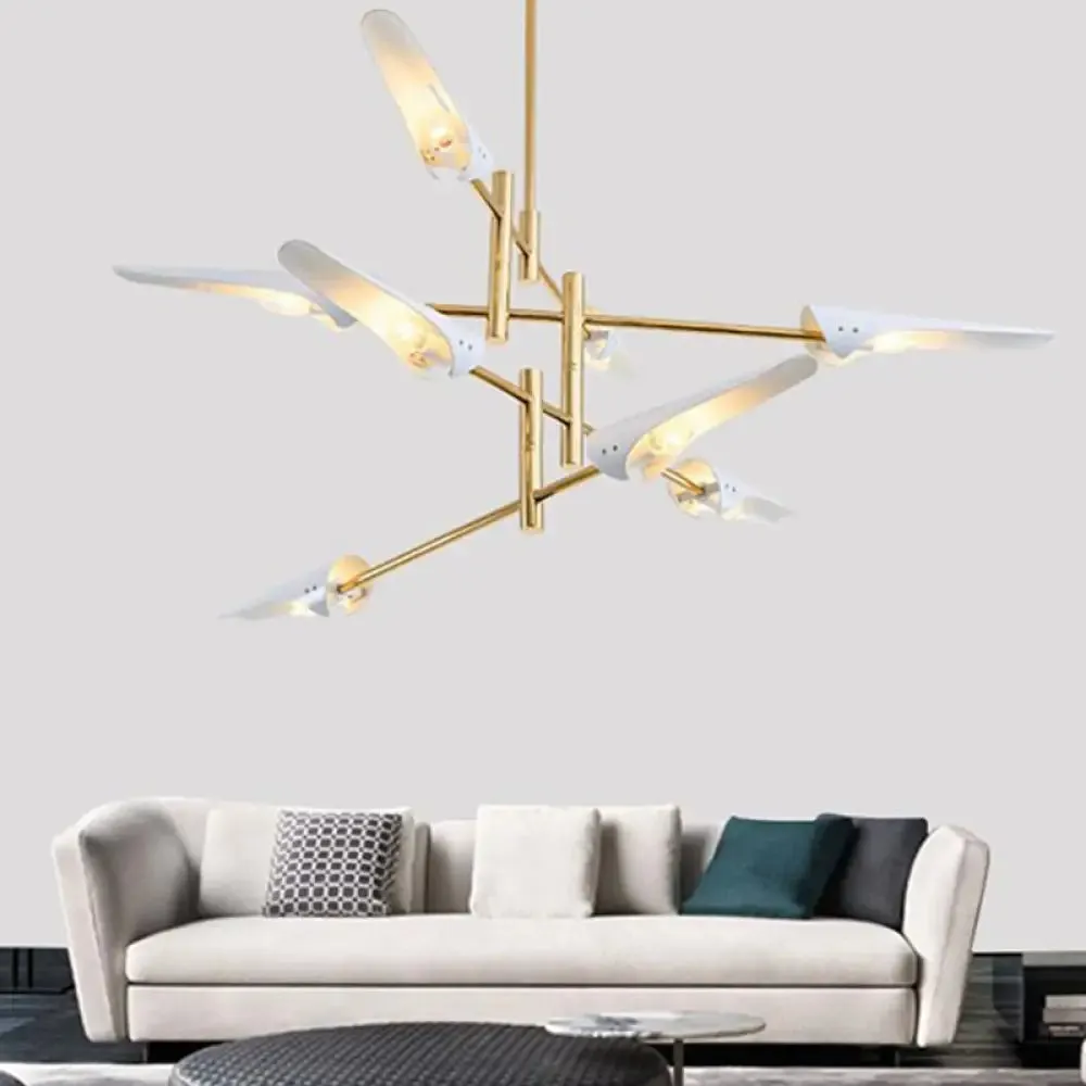 Post-Modern Metallic Burst Chandelier Light for Living Room