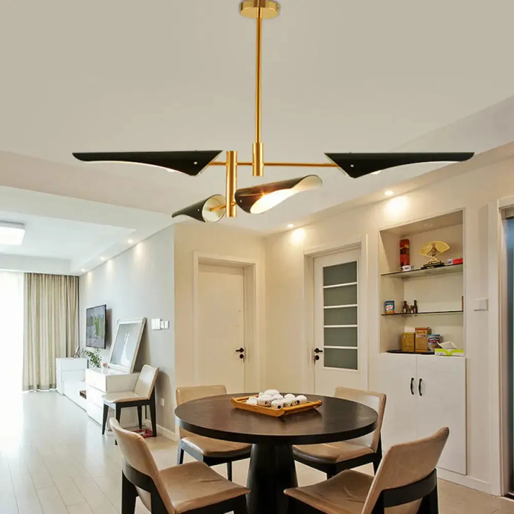 Post-Modern Metallic Burst Chandelier Light for Living Room