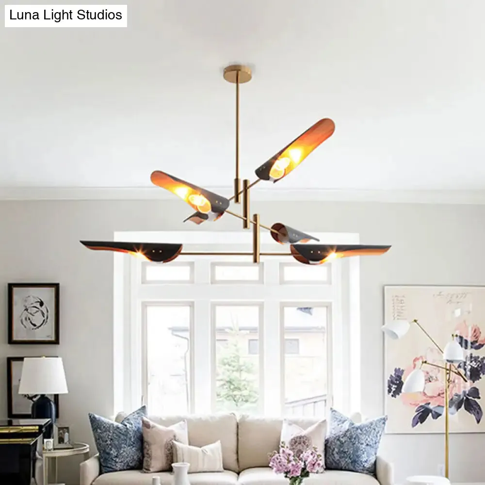 Post-Modern Metallic Burst Chandelier Light for Living Room