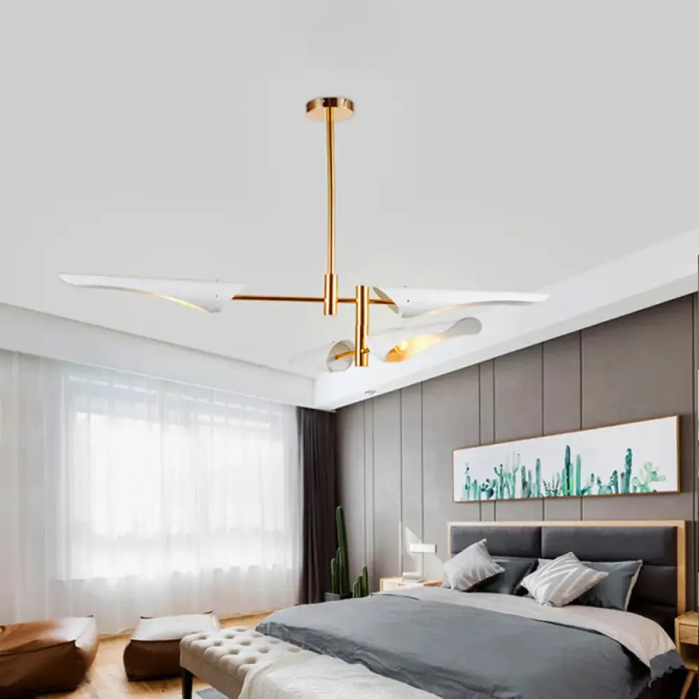 Post-Modern Metallic Burst Chandelier Light for Living Room