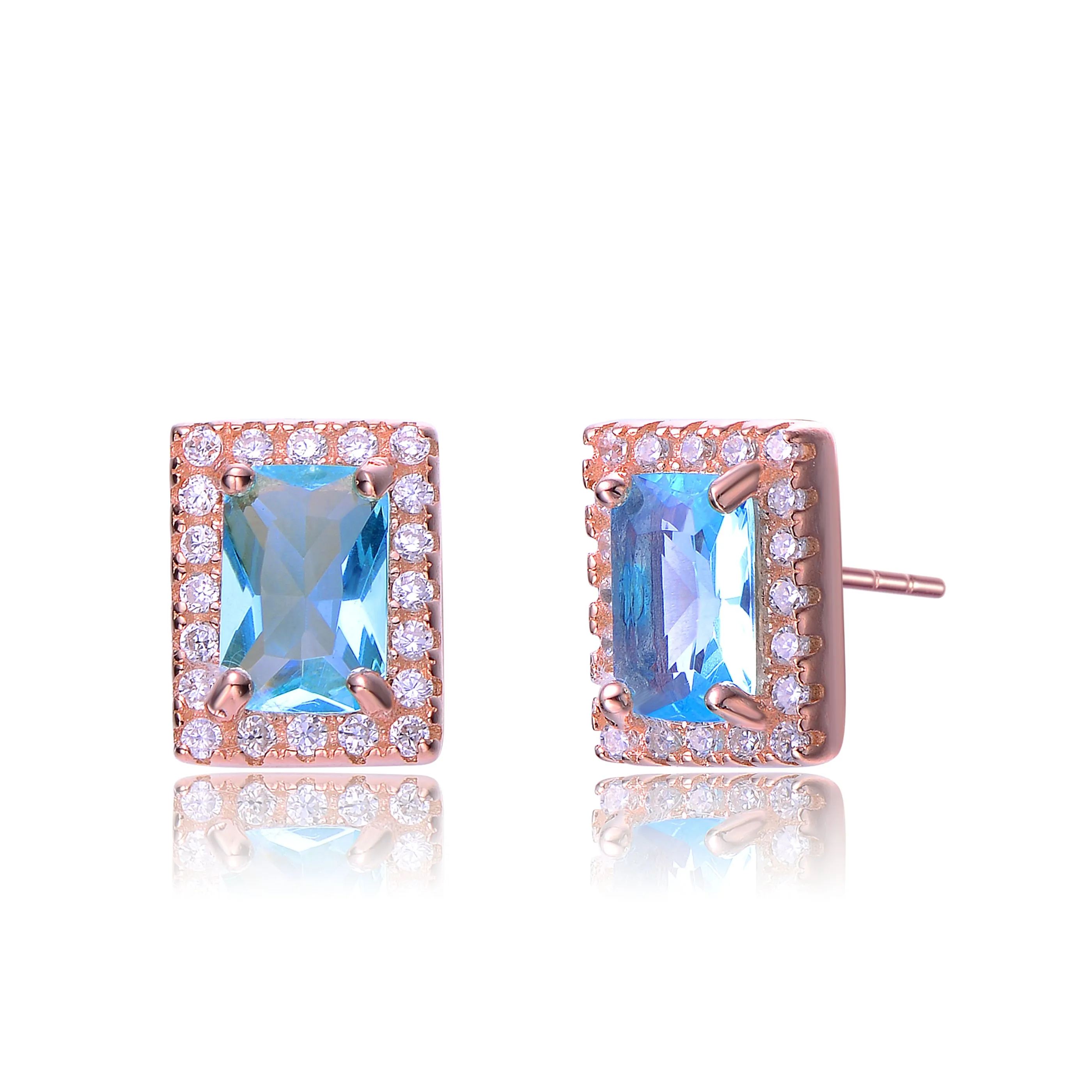 Provence Blue Topaz Square Shape Earrings