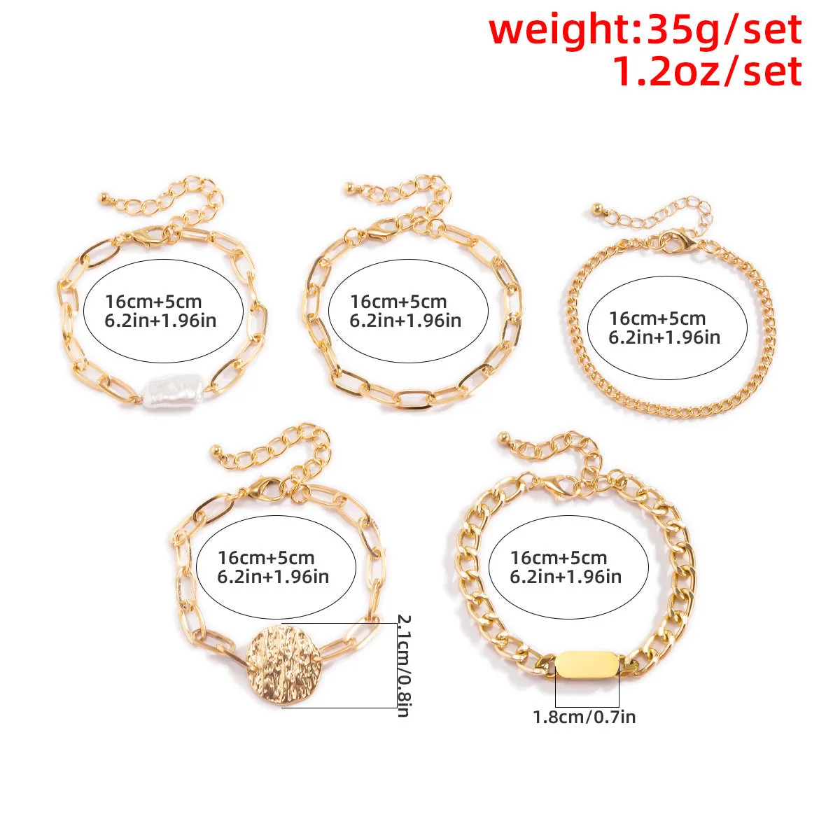 Punk Style Metal Hollow Claw Chain Bracelet Set Temperament for women