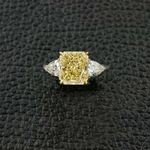 Radiant cut Yellow Diamond Engagement Ring