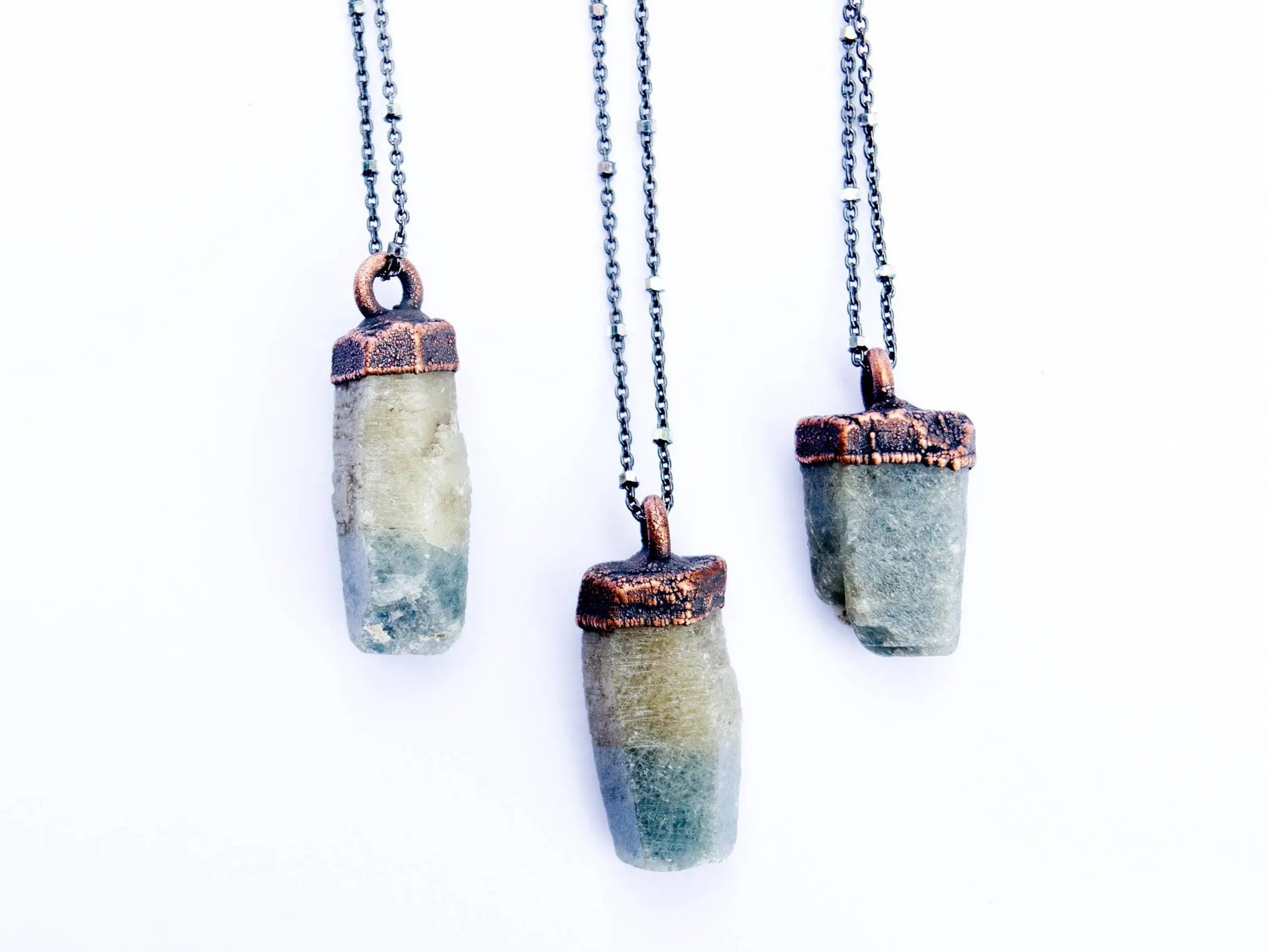 Raw sapphire necklace | Raw sapphire crystal pendant