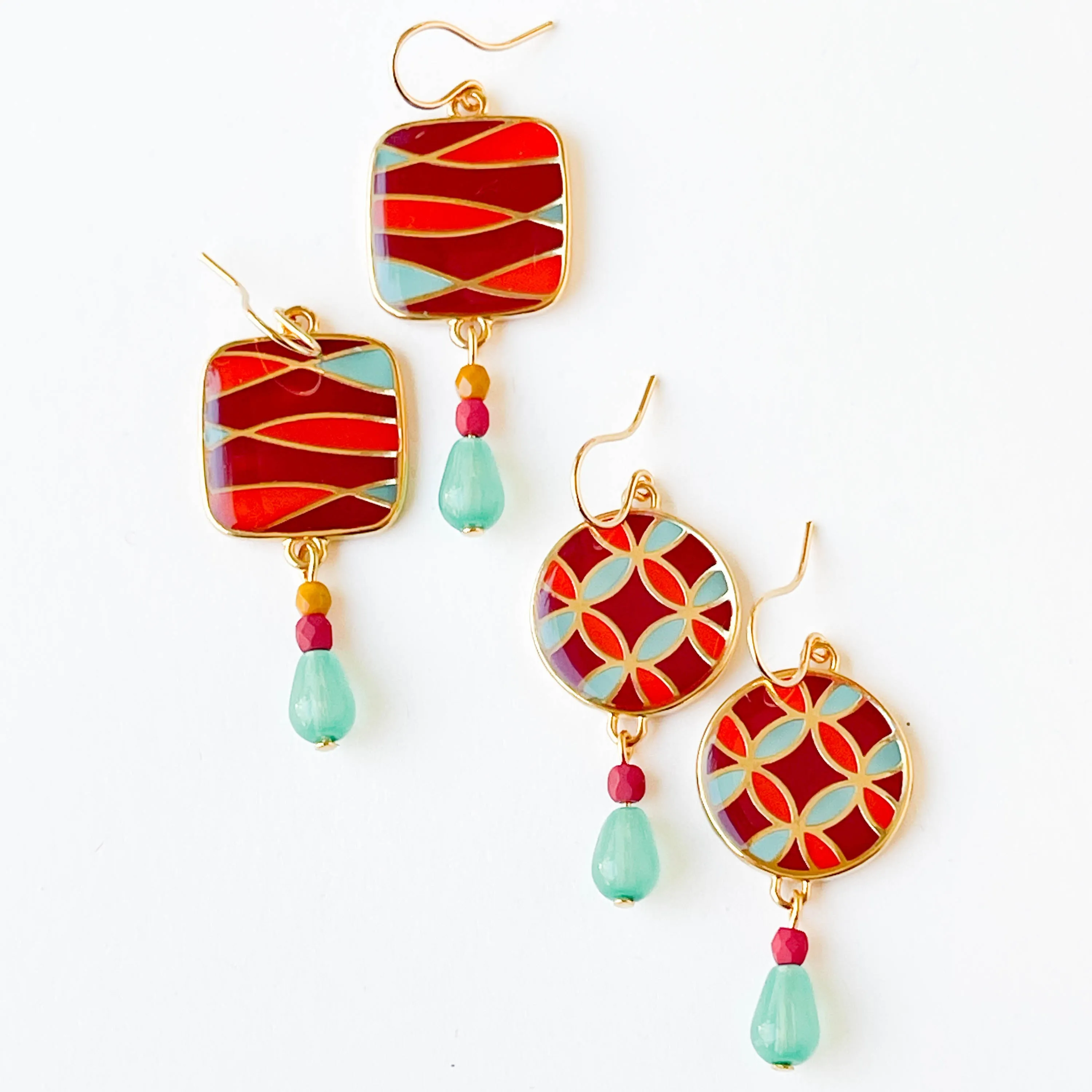 Red Mid-Century Style Earrings