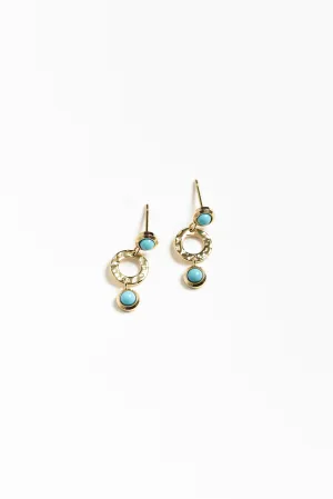 Roni Turquoise Gold Plated Drop Earrings