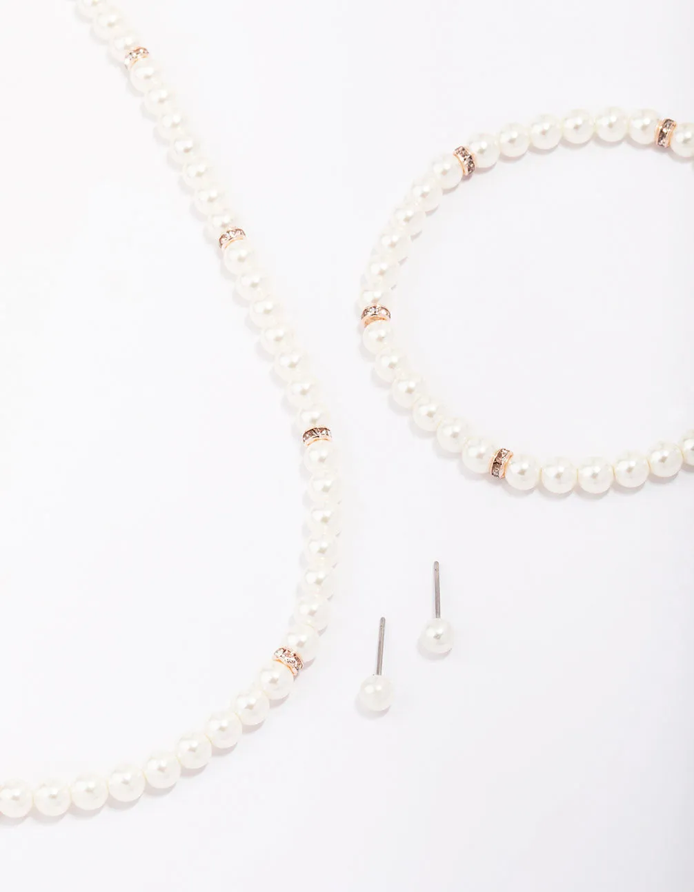 Rose Gold Pearl Matching Jewellery Set