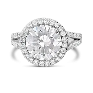 Round Diamond Engagement Ring with Diamond Halo