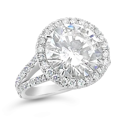 Round Diamond Engagement Ring with Diamond Halo