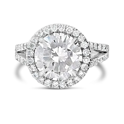 Round Diamond Engagement Ring with Diamond Halo