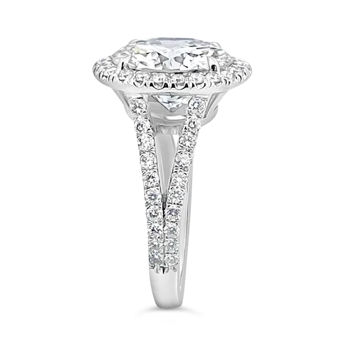 Round Diamond Engagement Ring with Diamond Halo