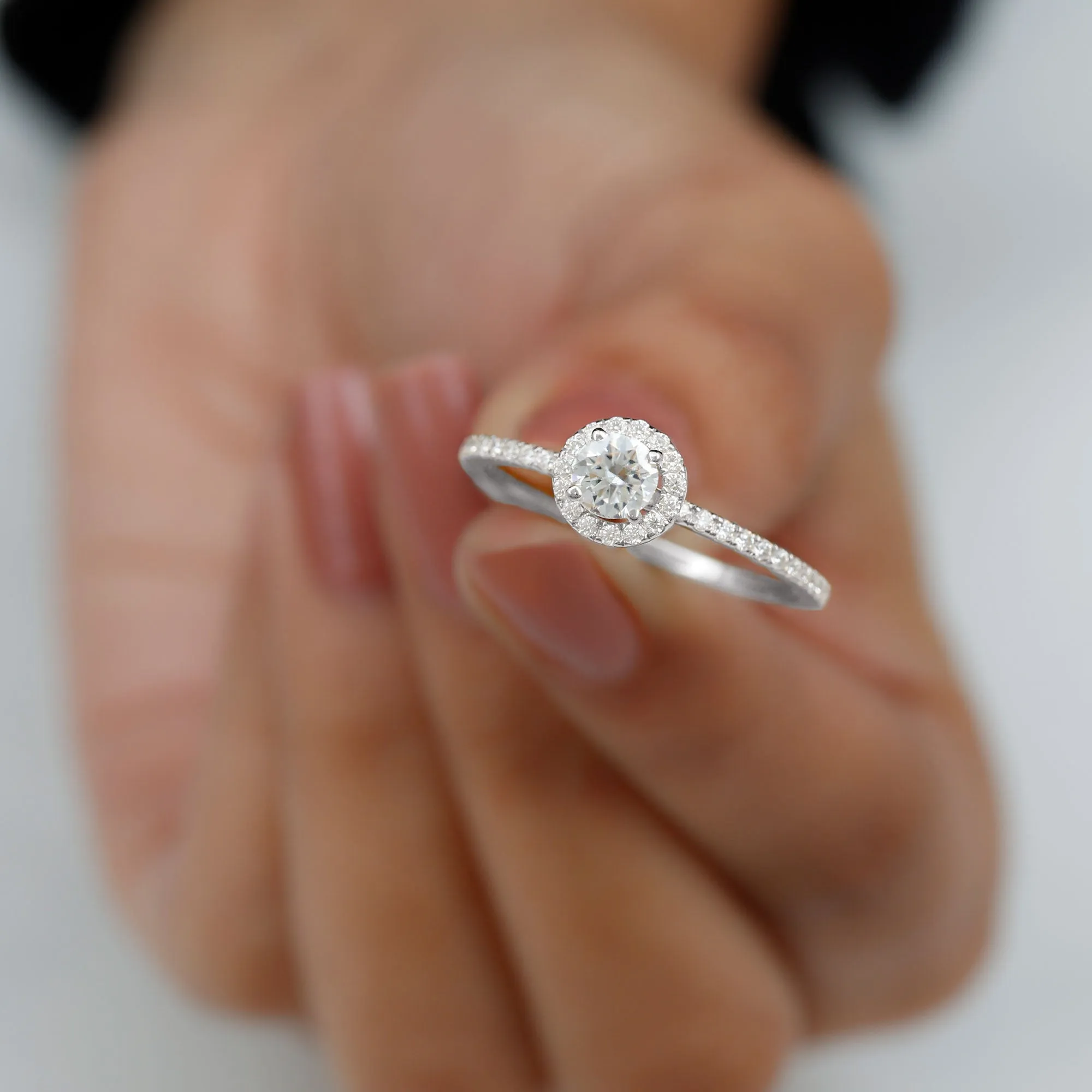 Round Lab Grown Diamond Promise Engagement Ring