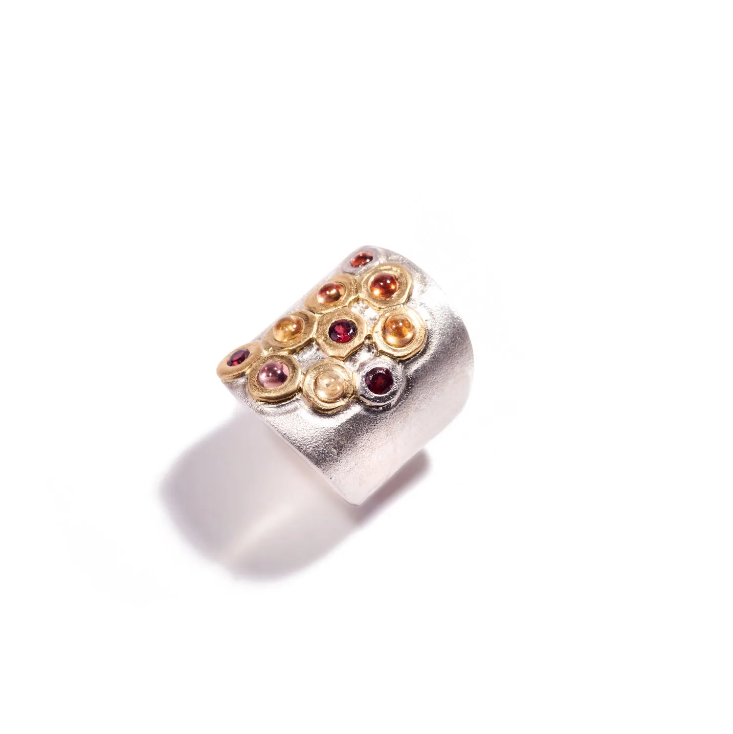 Ruby and Sapphire Honey Comb Ring