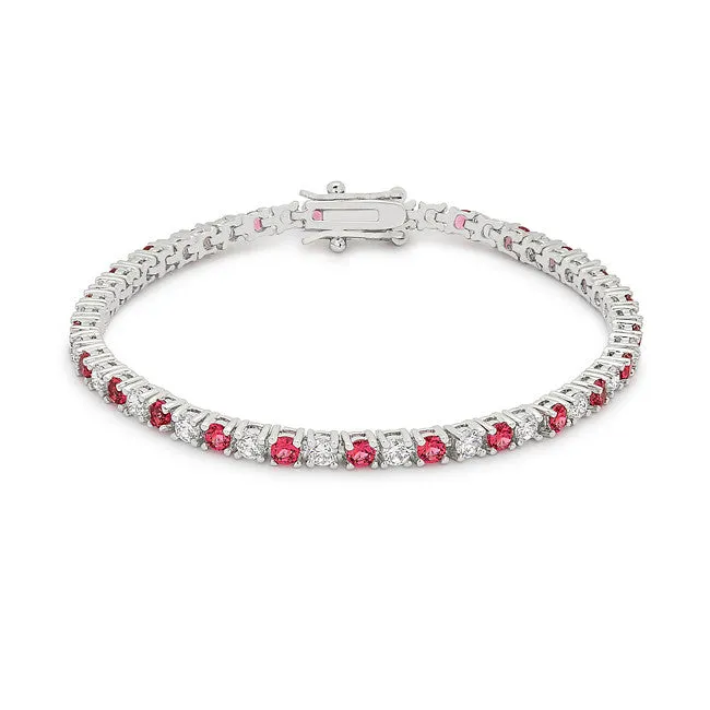 Ruby Red Cubic Zirconia Tennis Bracelet