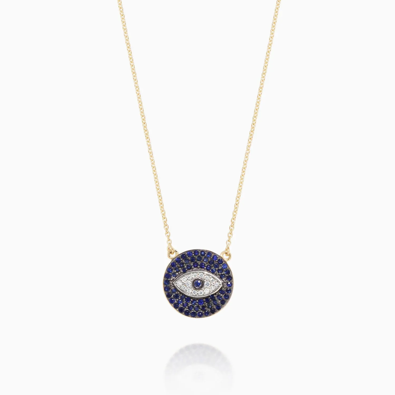 Sapphire and Diamond Evil Eye Coin Necklace