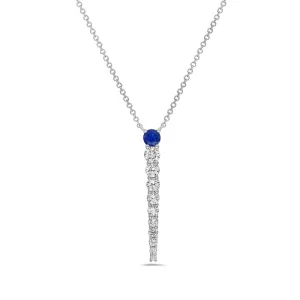 Sapphire and Diamond Vertical Bar Pendant