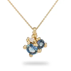 Sapphire Cluster Pendant with Diamonds