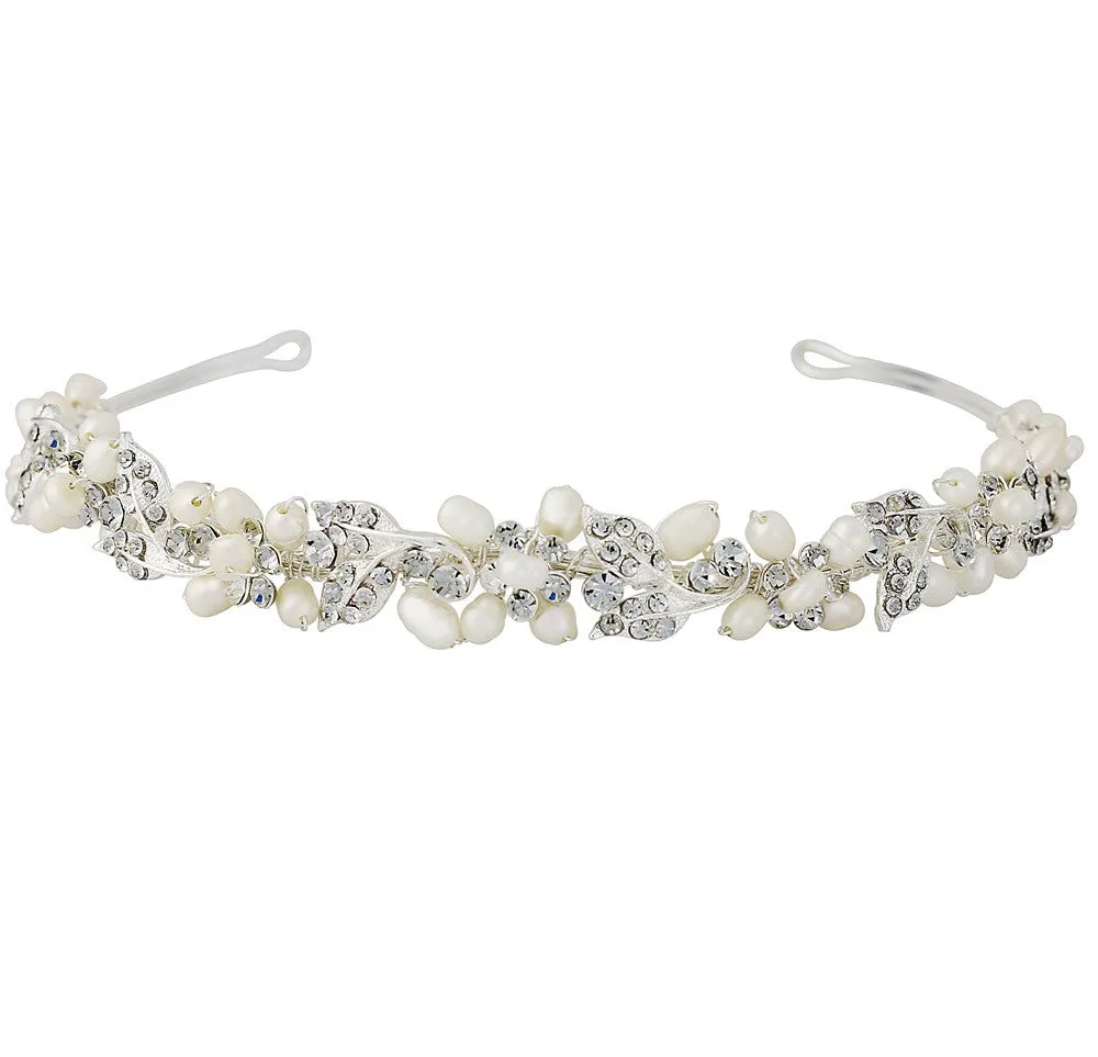 SassB Pearlie Crystal and Pearl Hair Band Tiara