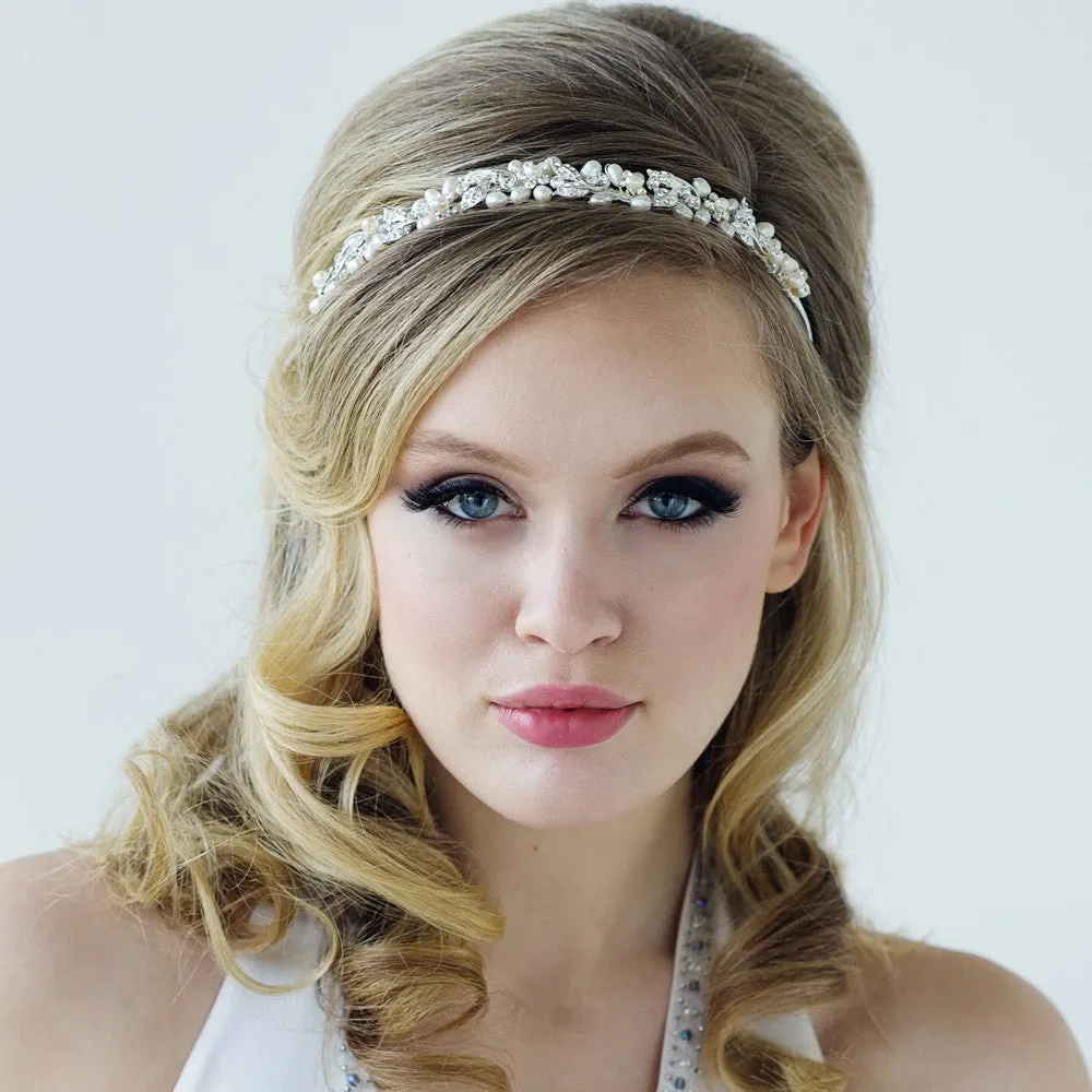 SassB Pearlie Crystal and Pearl Hair Band Tiara