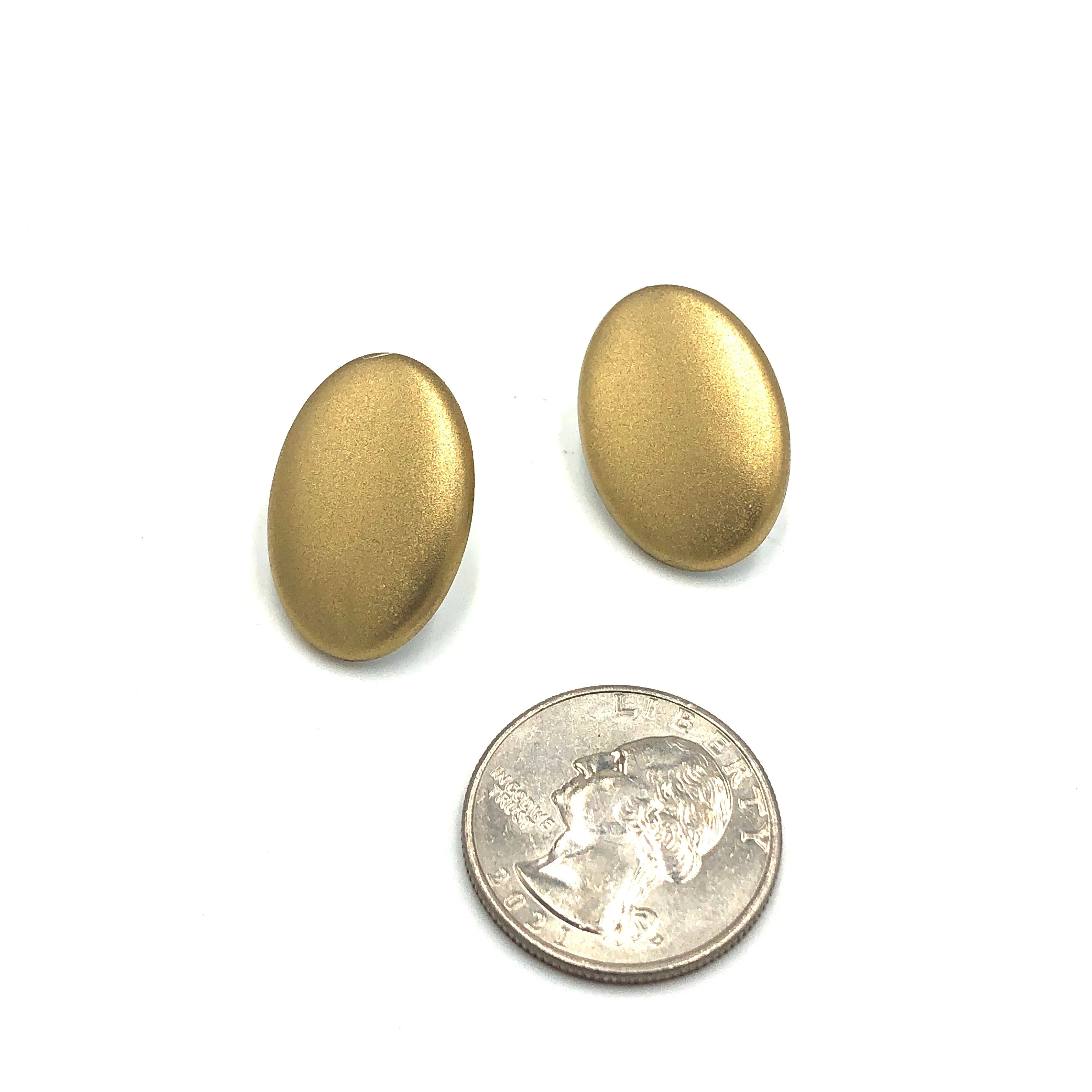 Shabby Metallic Gold Oval Stud Earrings