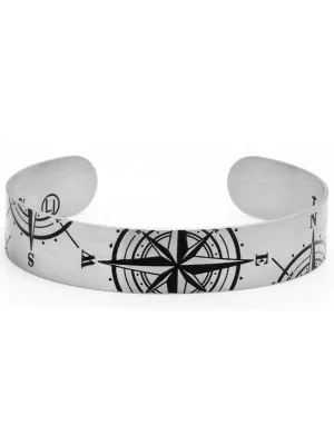 Silver Compass Cuff Bracelet