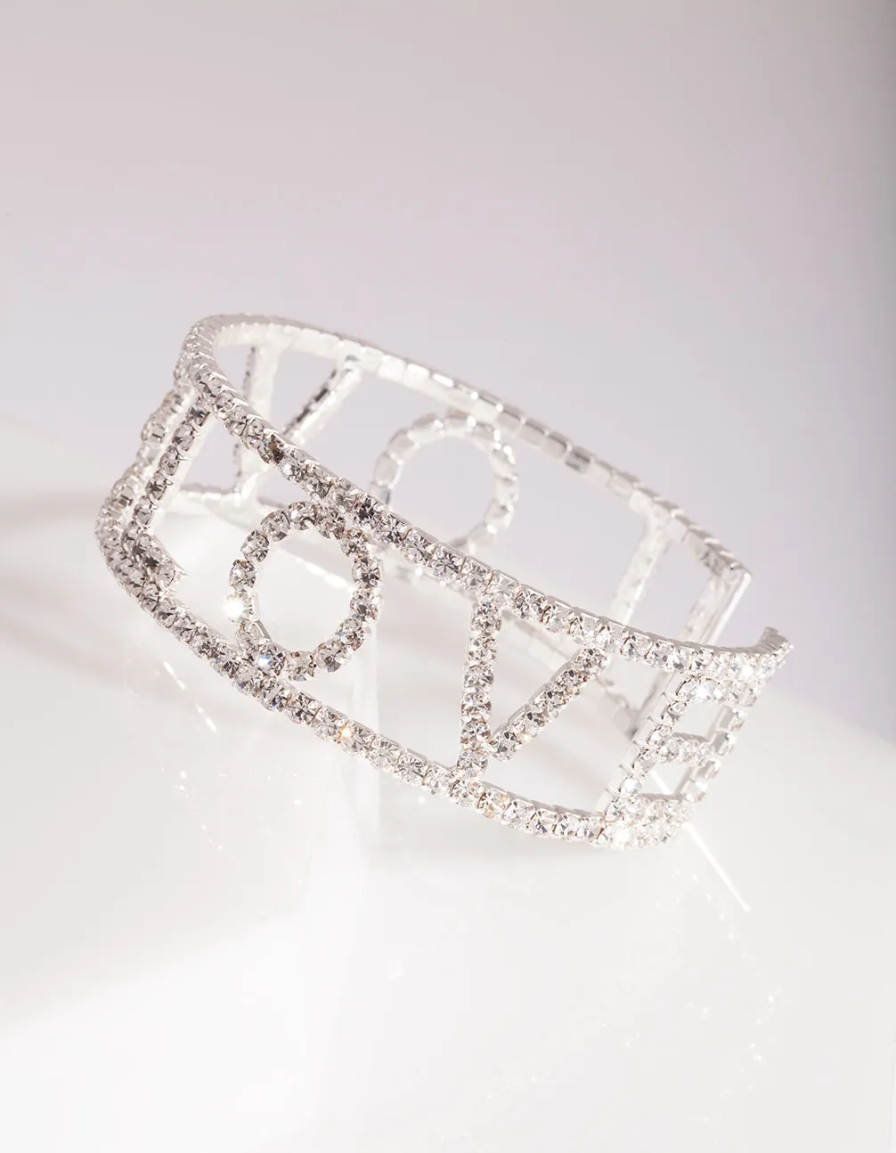 Silver Diamante Love Cuff