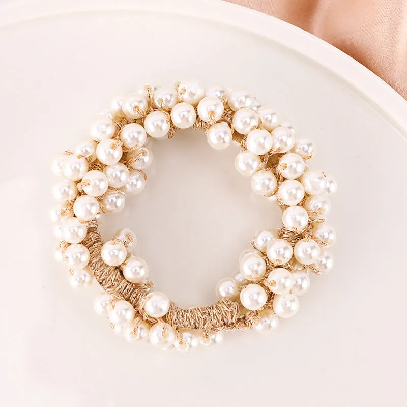 Simple Tie Hair Pearl Bracelet With Ponytail