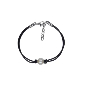 Single-Pearl & Leather Bracelet