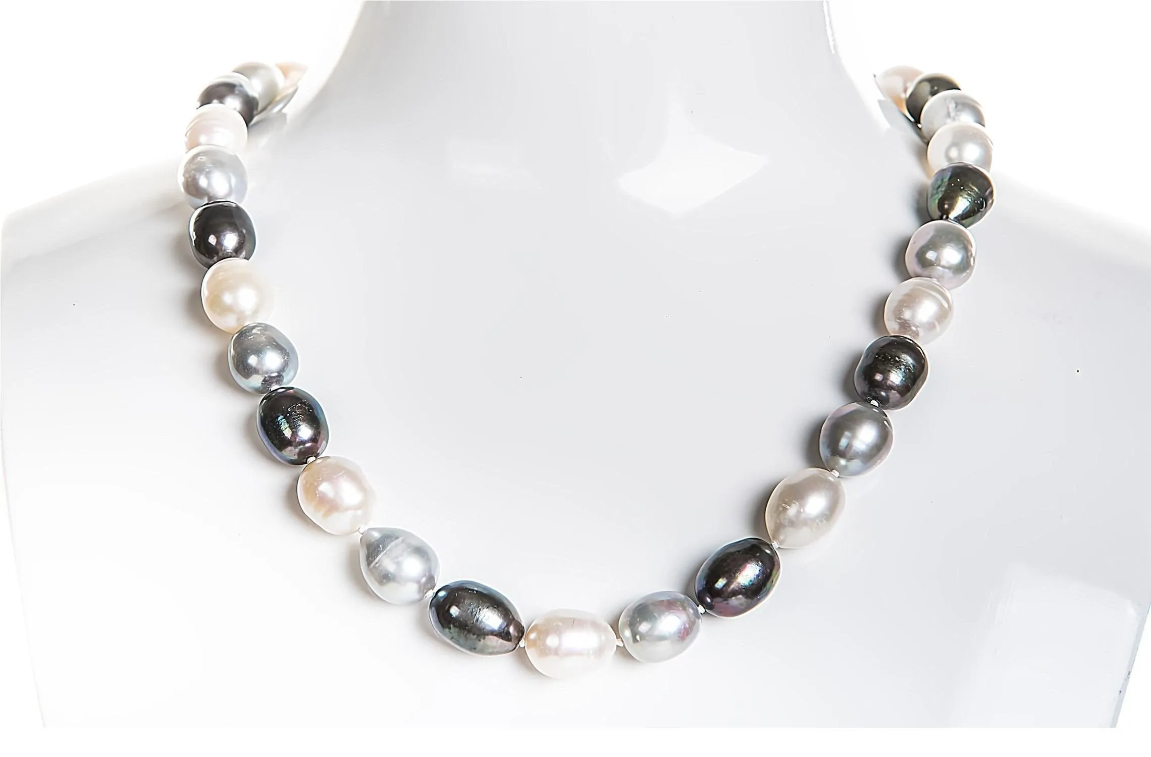 Single Strand Rice Shape Multi-Color Freshwater Pearl Necklace and Bracelet Set 11mmx13mm