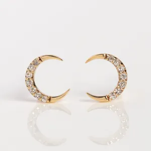 Solid Gold Waxing and Waning Crescent Moon Studs