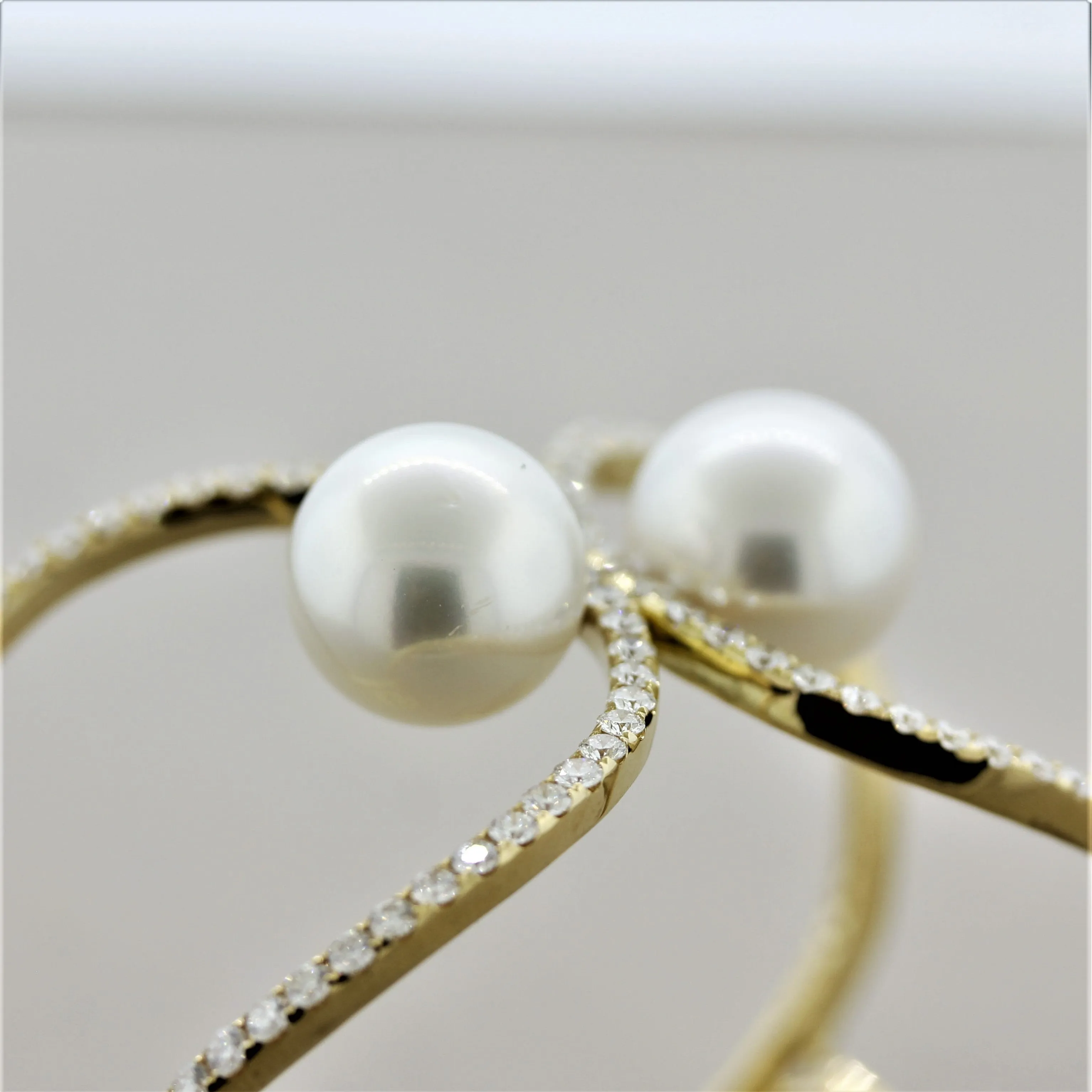 South Sea Pearl Diamond Gold Cuff Bracelet