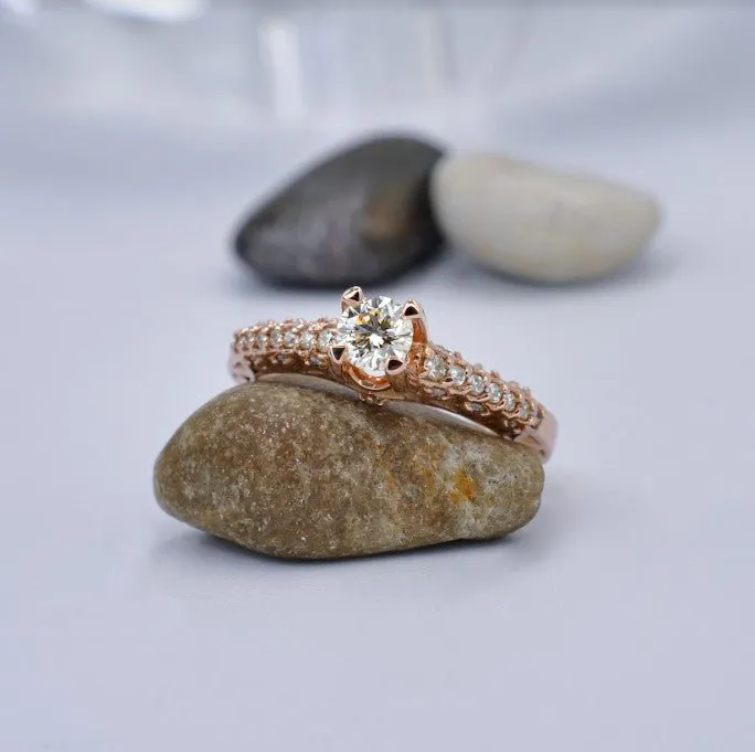 Special 0.60CT Round Cut Diamond Engagement Ring in 14KT Rose Gold