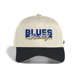 ST. LOUIS BLUES NOTE ADIDAS ADJUSTABLE HAT - CREAM/BLACK