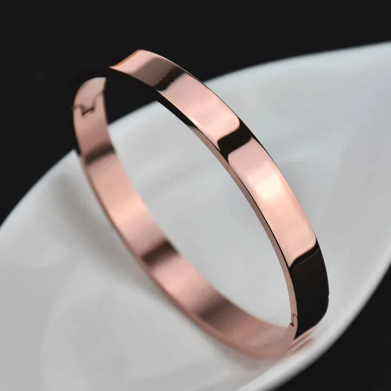 Stainless Steel Blank Cuff Bangle Gold Black Bracelet Women Mens 4mm 6mm 8mm Oval Minimalist Jewelry Lover Couple Gifts Polished