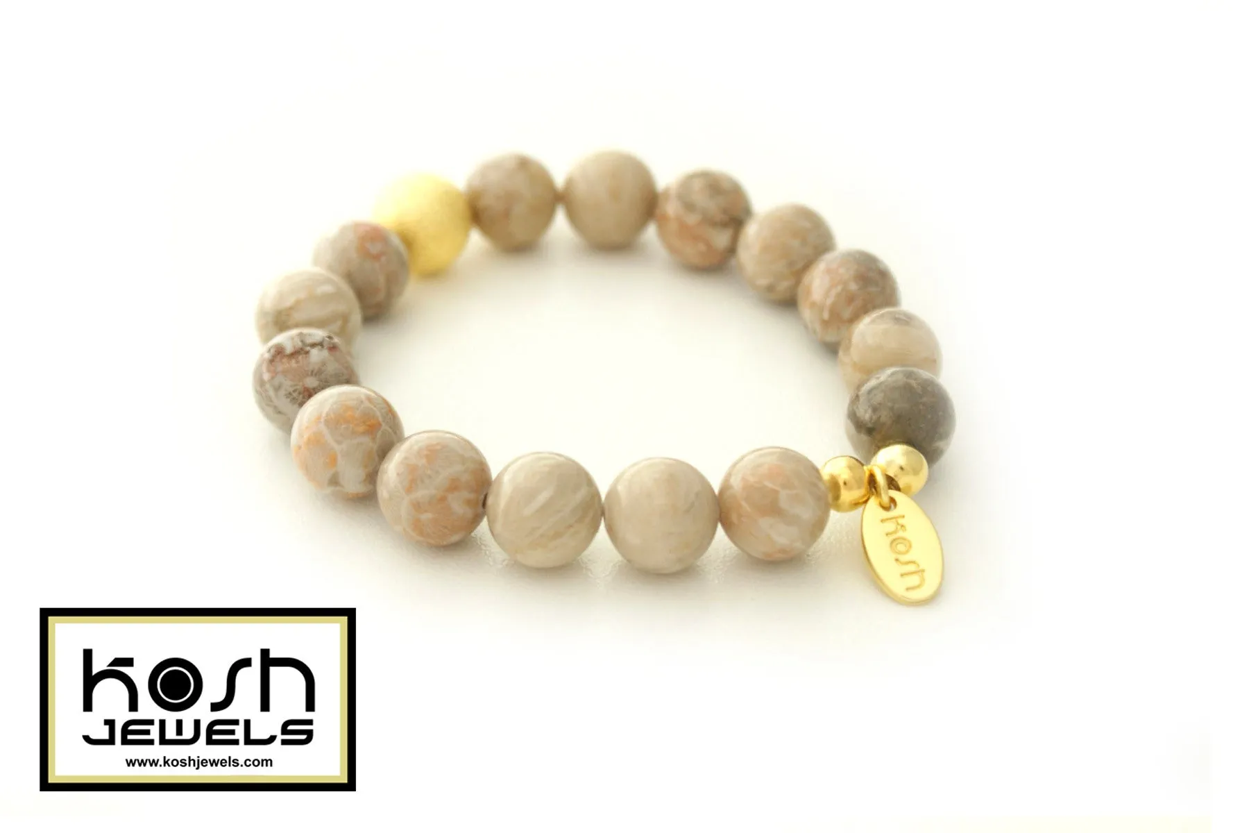 STARDUST SERIES SIGNATURE BEADED BRACELET - FOSSIL CORAL