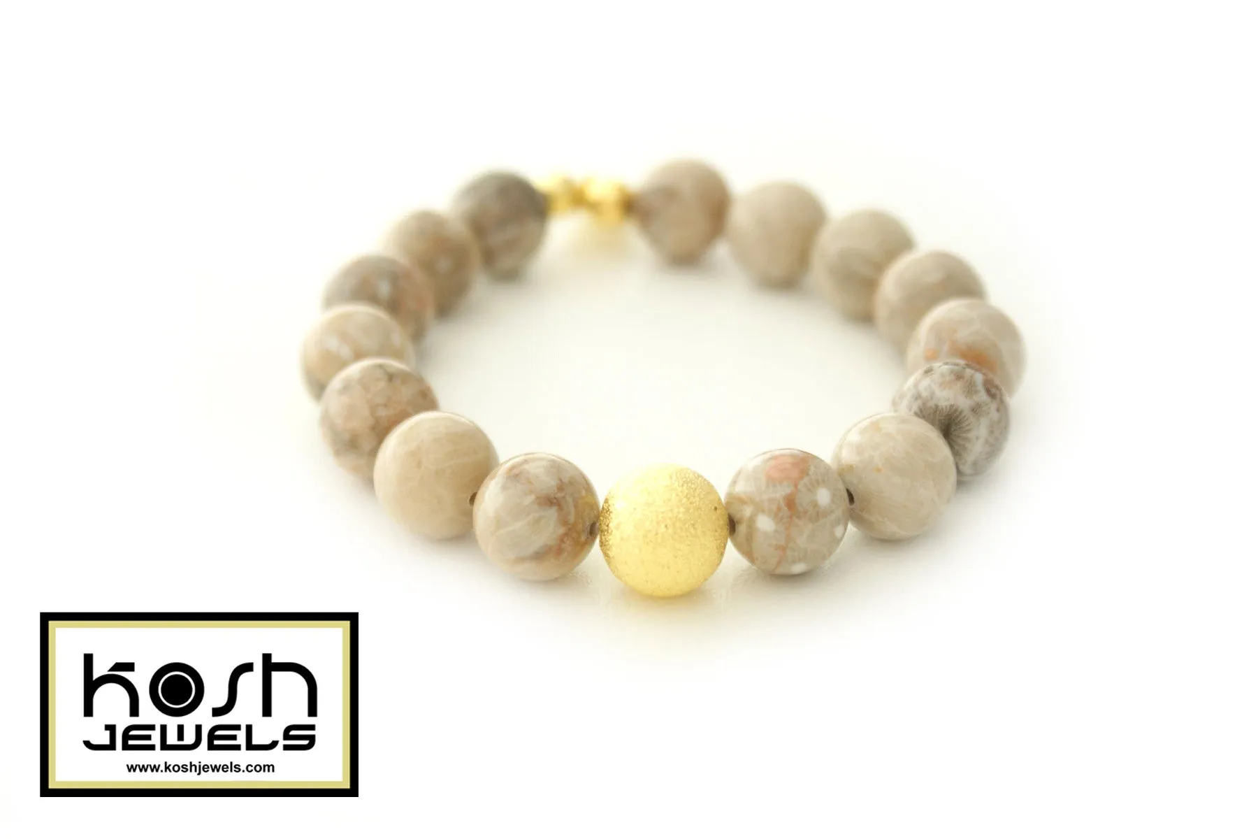 STARDUST SERIES SIGNATURE BEADED BRACELET - FOSSIL CORAL