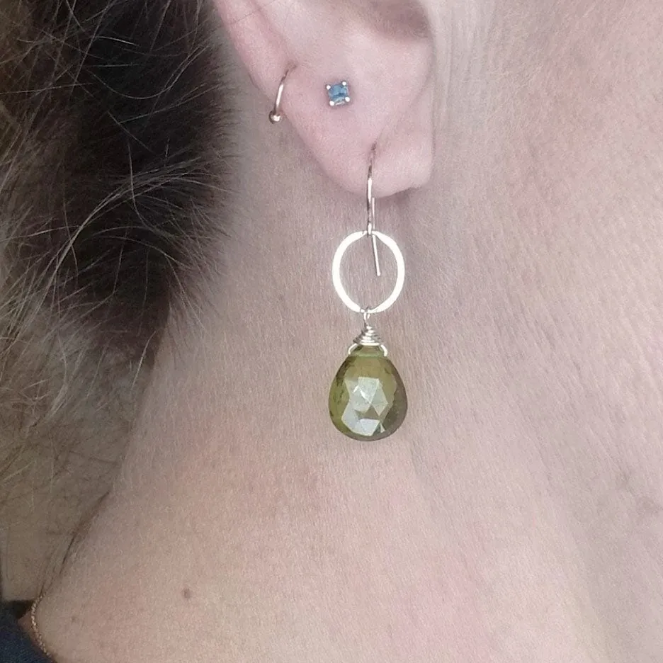 Sterling Silver Peridot Drop Earring