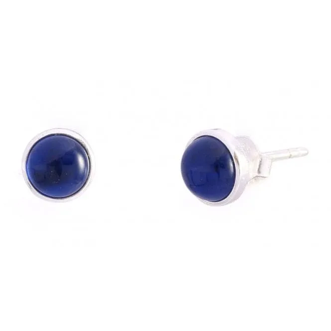 Sterling Silver Round Spinel Aqua Blue Stud Earrings ERLE010