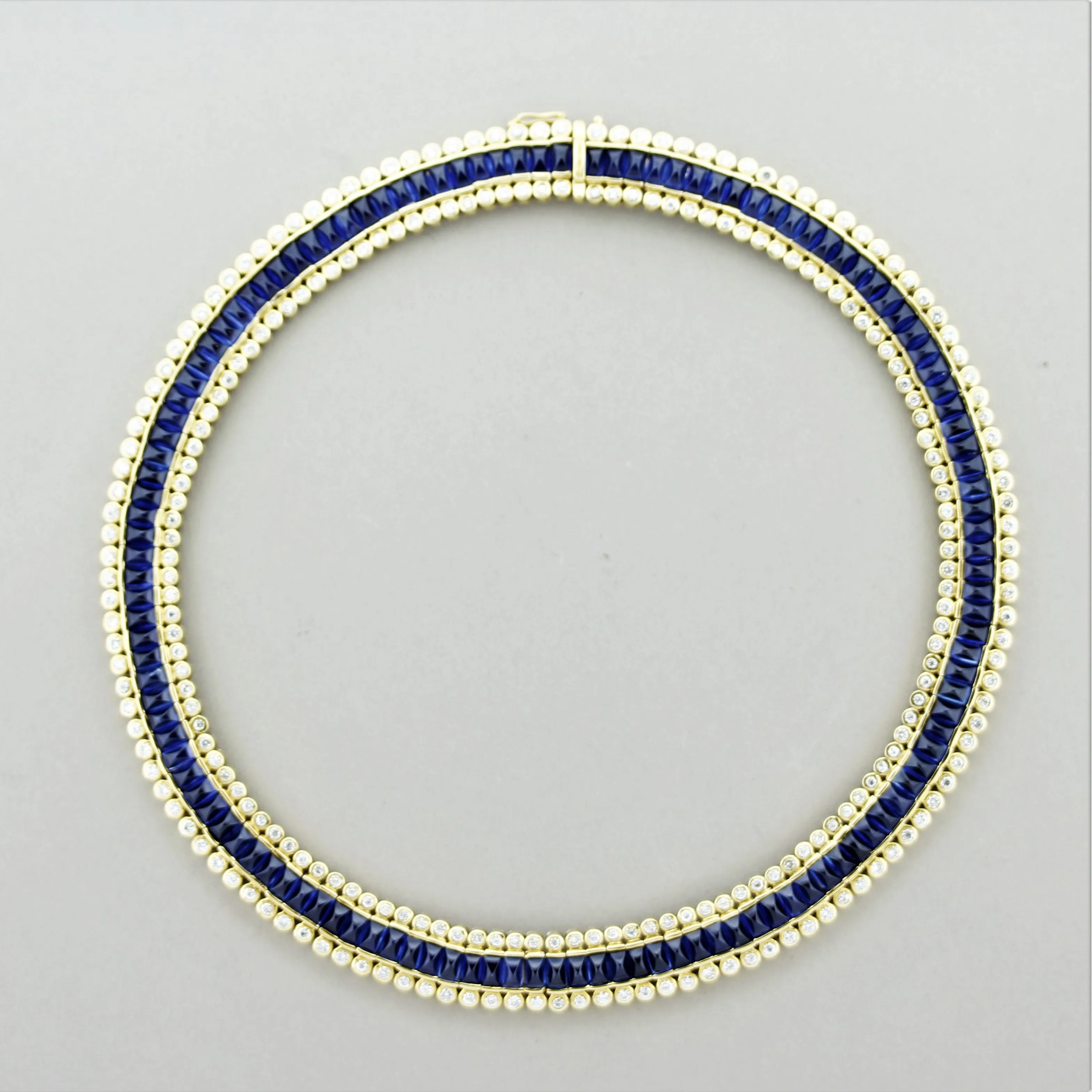 Superb Sapphire Diamond Gold Choker Necklace