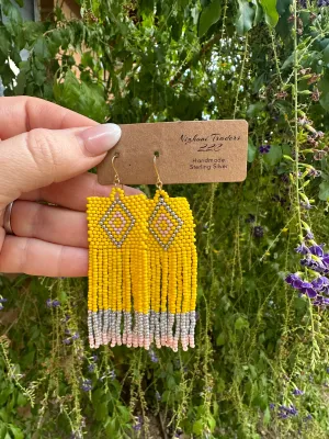 “The Golden Collection” Fiesta Handmade Yellow Beaded Earrings