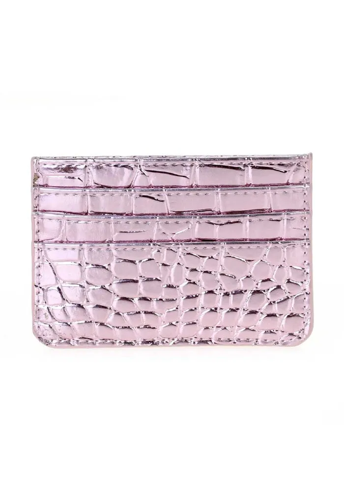 Tiara Crocodile Cardholder-Pink