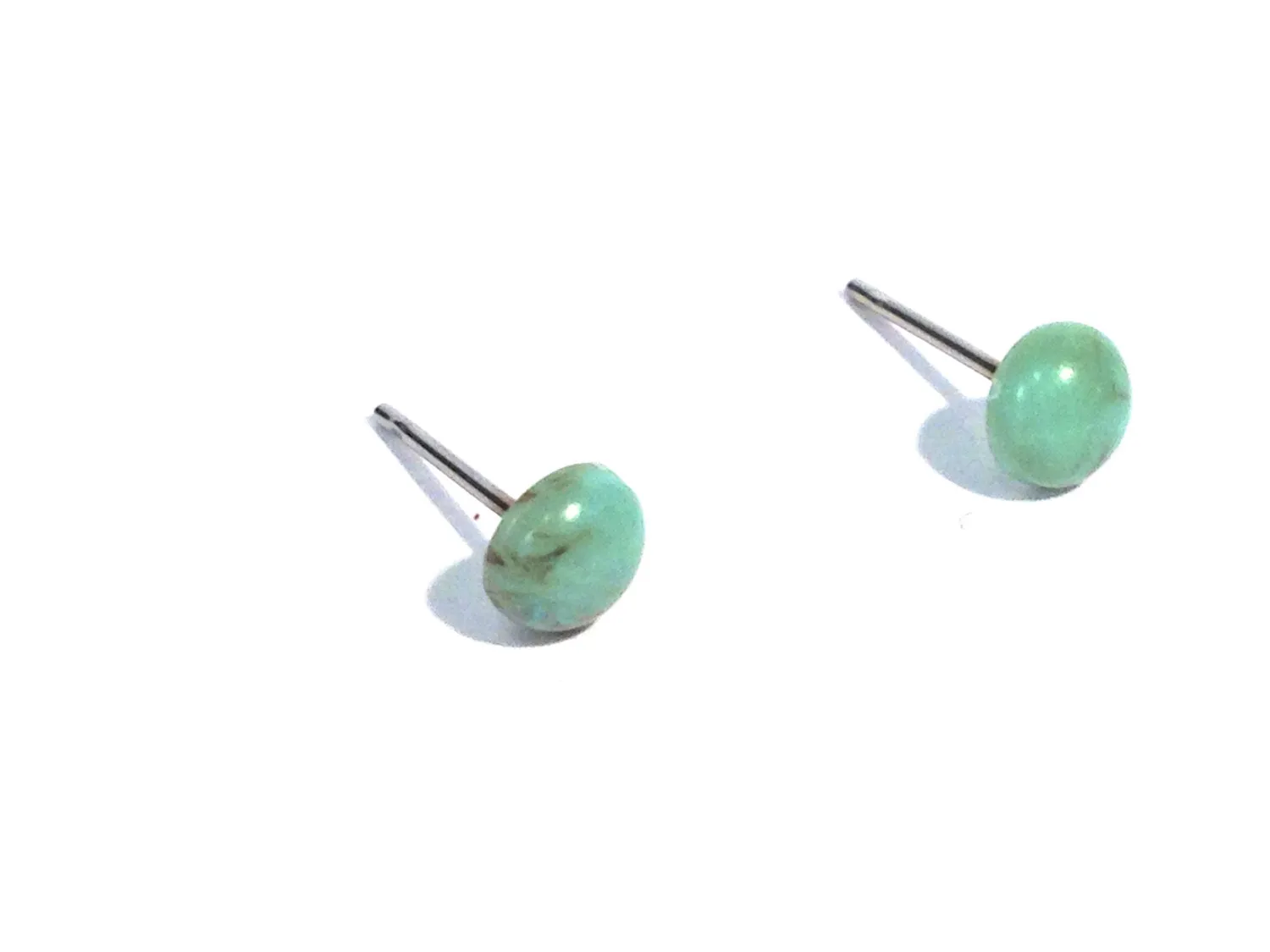 Tiny Turquoise Marbled Lucite Stud Earrings