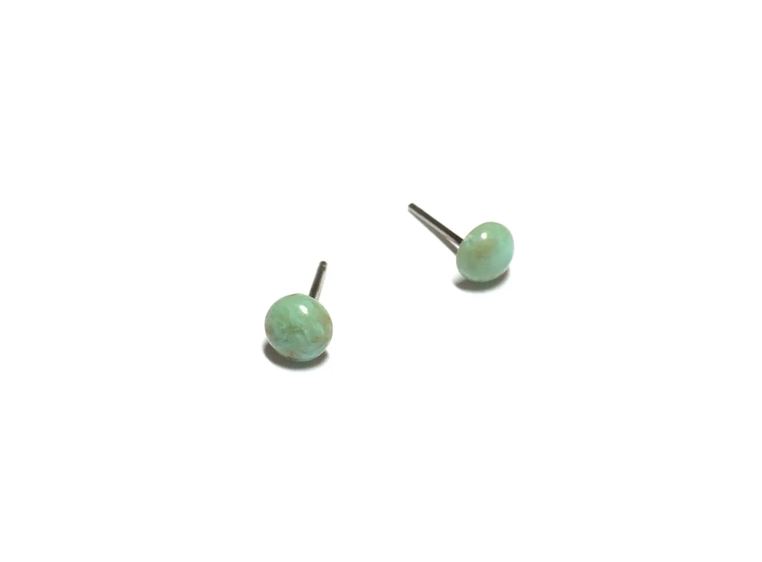 Tiny Turquoise Marbled Lucite Stud Earrings